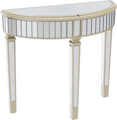 Produktbild von Elegante Gespiegelte Consoletafel – Halbrunde Wandtisch-Set – Silber & Gold – Modern Chic