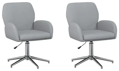 Image de vidaXL - 2 fauteuils pivotants, 54 x 58 x 90 cm, gris clair, revêtus en tissu