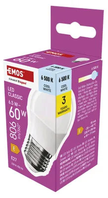 LED žárovka Classic Mini Globe / E27 / 6,5 W (60 W) / 806 lm / studená bílá