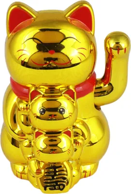 Produktbild von Glückskatze Mini Maneki-neko Familie gold Solar 5cm Winkekatze Lucky cat