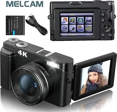 Immagine prodotto di Videocamera digitale per vlog 4K con zoom 16x e stabilizzatore, nera