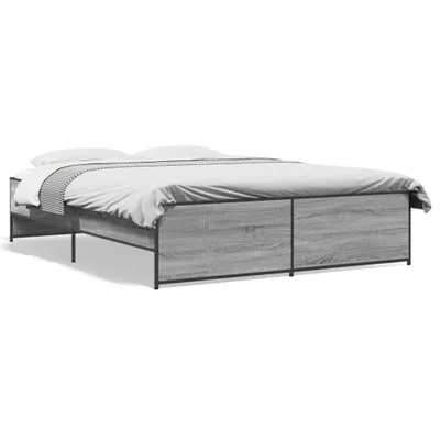 Produktbild von vidaXL Bettgestell Grau Sonoma 140x200 cm Holzwerkstoff und Metall