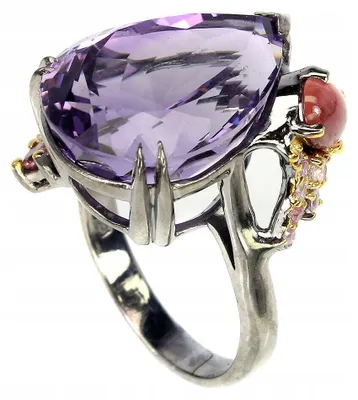 Produktbild von Ring mit Amethyst (15,65 Karat), Saphiren und Silber, Ringgröße 15