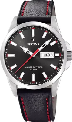 A close-up studio shot of a Festina men's watch.