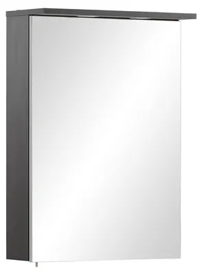 Spiegelkast 72,3x50,4x16 cm schwarz mit LED-Spots und Steckdose