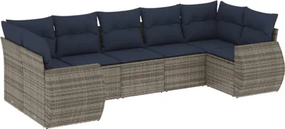 Zdjęcie produktu dla vidaXL 7-częściowa sofa ogrodowa z poduszkami, szara, z polirattanu