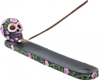 Produktbild von Sugar Skull mit Blüten Räucherstäbchen Halter