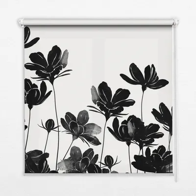 Produktbild von Seitenzug-Rollo Fensterrollo Jalousie - Thermo-Rollo Verdunkelungsrollo - 100x180 cm - Schwarze Blumen