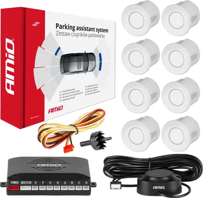 Produktbild von Einparkhilfe 8 Sensoren Weißer Buzzer Rückfahrwarner AMIO-01599