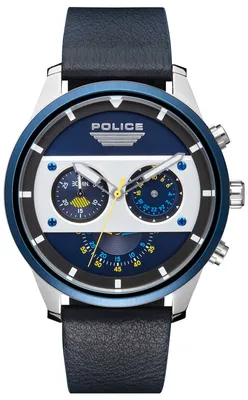 Produktbild von Police Armbanduhr Herrenuhr Lederarmband blau PL15411JSTBL.03