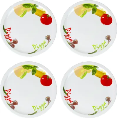 Produktbild von 4 Stück Pizzateller Ø 31cm aus Porzellan im Mediterranen Design