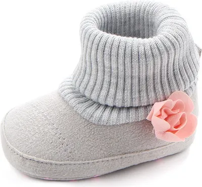Produktbild von Babyschuhe, modisch, grau, weich, bequem, Baumwolle, für Jungen und Mädchen, gestrickt, für den Winter, warme Schneestiefel, 11 cm, Größe 12
