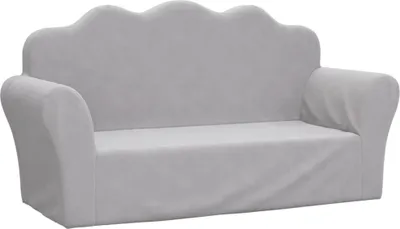 Produktbild von vidaXL Kindersofa 2-Sitzer Hellgrau Weich Plüsch