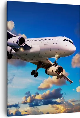 Produktbild von Bild auf Leinwand - Leinwandbild - Einteilig - Flugzeug Flug Reise Fahrzeug - 50x70cm - Wand Bild - Wanddeko - Wandbilder - Leinwanddruck - Wanddekoration - Leinwand bilder - Wandbild - PA50x70-2445