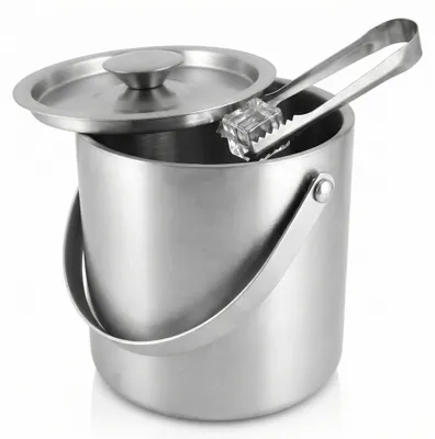 Image de Solidchoice - Seau à glace en acier inoxydable de 3 litres, à double paroi et avec poignée