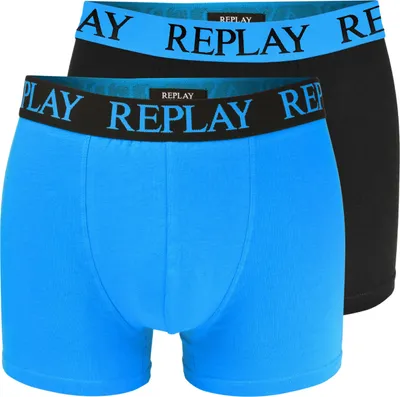 Produktbild von Replay 2er Pack - Herren Boxershorts aus Baumwolle, Männer Unterhosen, Blau, S