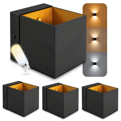 Produktbild von SSC-LUXon EPITA 4 Stück Wandleuchten innen schwarz-gold Up & Down G9 LED