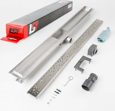 Produktbild von Duschrinne Tropfen 900 x 70 mm höhenverstellbar Bodenablauf Duschrost gelocht