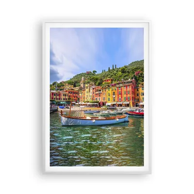 Produktbild von Gerahmtes Poster - Weißer Rahmen - Weihnachtsmann Margherita Ligure - 70x100 cm - Wand Bild - Wanddeko - Wandbilder - Wandposter - Bilderrahmen - Bilder - Kunstdruck - Wandbild - P2WPA70x100-4232