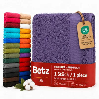 Produktbild von Betz Handtuch PREMIUM 100% Baumwolle 50x100 cm Gesicht- Hände- Körper- Handtuch Farbe - lila