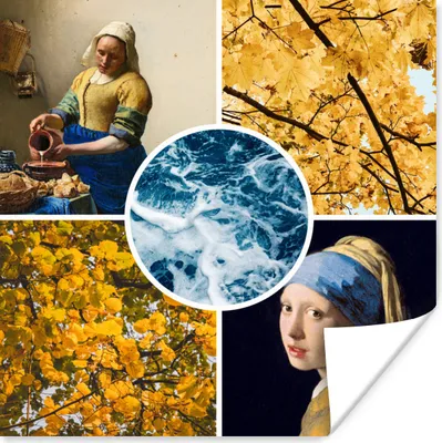 Produktbild von MuchoWow® Poster Vermeer - Collage - Kunst 50x50 cm - Wohnzimmerdekoration