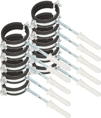 Produktbild von KOTARBAU® 10er Set Rohrschellen 2" Rohrbefestigung Rohrleitungsbefestigung Gelenkrohrschellen Dichtung mit Dübeln
