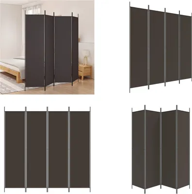 Image de vidaXL 4 pcs. Paravent Brun 200x200 cm Tissu - Séparation de pièce - Paravent - Séparateur de pièce - Cloison