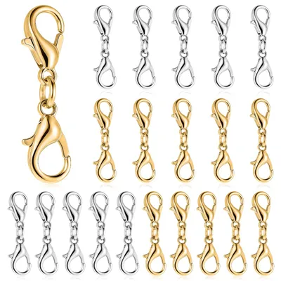 Productafbeelding van Dubbele karabijnhaakverlengstukken - 20 stuks - voor kettingen en armbanden - zilverkleurig