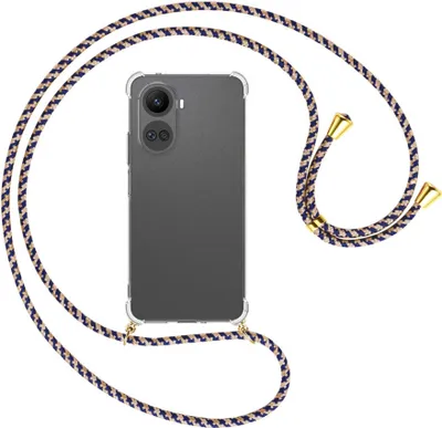 Produktbild von Handykette Backcover-Schutzhülle mit Band (Metall goldfarben) für Huawei nova 10 SE (BNE-LX1,LX3) - blau+beige