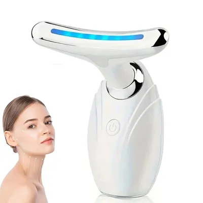 Produktbild von Gesichtsmassagegerät,  EMS Nackenmassagegerät,EMS & LED Halsmassagegerät für Nackenpflege, Anti-Falten & Straffung, Wärme & Ionen,Vibrations-Massager
