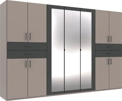 Produktbild von Kleiderschrank Taiga Drehtürenschrank mit Spiegel Ausführung wählbarsandgrau / graphit