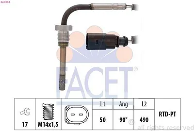 Produktbild von FACET 22.0154 Abgastemperatursensor für AUDI A6 Avant (4G5, 4GD, C7) M14x1,5