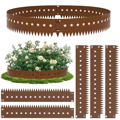 Produktbild von Gartenkante aus Stahl - Rasenkante 5er Set - Länge 107,5 cm - Höhe 20 cm - Beeteinfassung und Wegbegrenzung für den Garten
