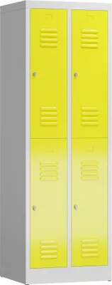 Produktbild von Spind Garderobenschrank 2 Abteile doppelstöckig 1800 x 600 x 500 mm lichtgrau/zinkgelb X-520226