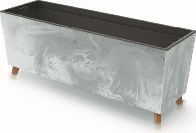 Obrázek produktu pro Květinový truhlík s nožičkami Beton 77x30 cm Betonová konstrukce s vložkou pro rostliny Plast Velký rozměr se 2 stabilizátory Balkonový truhlík Vnitřní / venkovní prostory