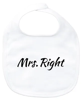 Produktbild von Huuraa Baby Lätzchen Mrs. Right Schriftzug White Klettverschluss  Baumwolle Latz Geschenkidee