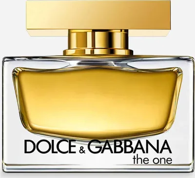 A studio shot of a Dolce & Gabbana The One For Women Eau de Parfum spray bottle.