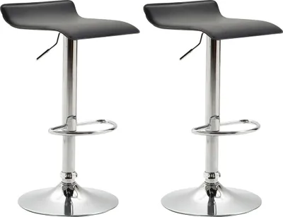 Produktbild von 2er Set Barhocker DERID - Kunstleder Schwarz 36x39x63 cm Silber | Barstuhl Höhenverstellbar Drehbar Tresenhocker Tresenstuhl Kneipenhocker