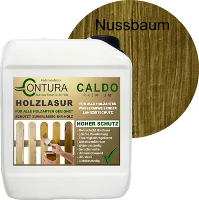 Produktbild von 2,5Liter  - Holzlasur Dickschichtlasur Set + Pinsel 2in1 Dauerschutzlasur Holzschutz Lasur - 08 Nussbaum