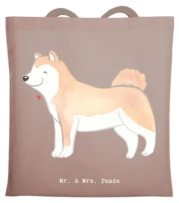Produktbild von Mr. & Mrs. Panda Einkaufstüte Akita Inu Lebensretter - Braun Pastell - Geschenk, Beutel, Tasche, Laptoptasche, Schultasche, Shopping, Tote Bag