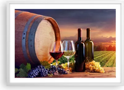 Produktbild von Gerahmtes Poster - Weißer Rahmen - Wein Weinberg Sommer - 70x50 cm - Wand Bild - Wanddeko - Wandbilder - Kunstposter - Wandposter - Bilderrahmen - Bilder - Kunstdruck - Wandbild - P2WAA70x50-4125