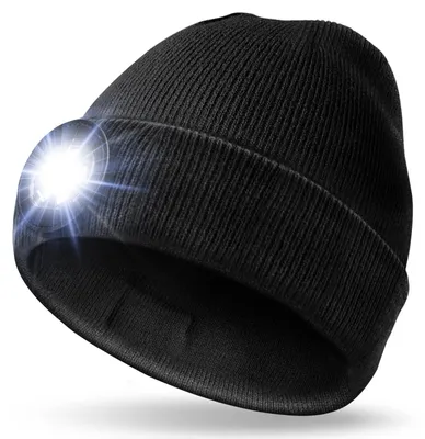 Produktbild von Wiederaufladbare schwarze LED-Mütze