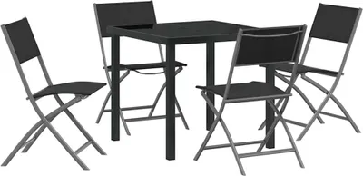 Immagine prodotto di vidaXL Set da pranzo da giardino 5 pezzi in acciaio verniciato a polvere nero