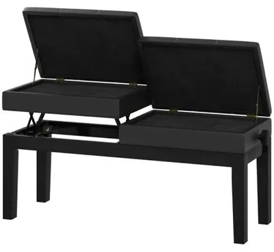 Produktbild von Schwarz 105 x 37 x 48-58 cm Klavierhocker Mit Stauraum Hoehenverstellbar Klavierbank Bis 220 KG Belastbar Kunstleder