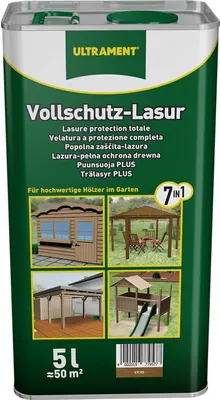 Produktbild von ULTRAMENT Vollschutz-Lasur 7-in-1, farblos, Holzschutz, 5 Ltr