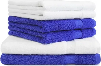 Produktbild von Betz 6-tlg. Handtuch-Set PREMIUM - 2 Liegetücher 4 Handtücher 100% Baumwolle Farbe: blau und weiß