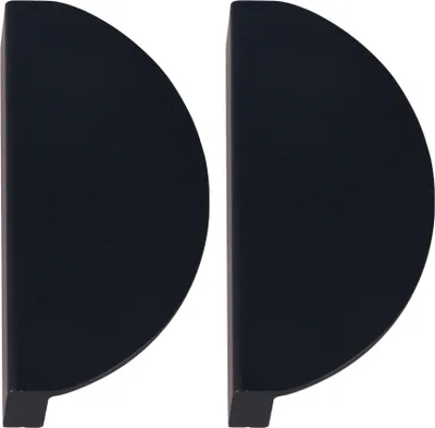 Produktbild von Natural Goods Berlin Möbelgriffe rund HALBKREIS, 64mm Lochabstand, Schrankknöpfe passend für 15-22mm Türstärken, Griffe für Küchenschränke, Kommoden, Sideboard etc., Schwarz, 2 Stück