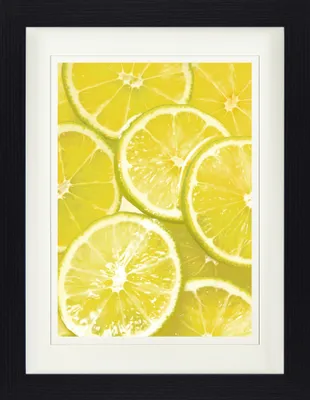 Produktbild von Kochkunst Gerahmtes Bild Mit Edlem Passepartout | Wand-Bilder | Im Bilderrahmen - Zitronen Scheiben (40 x 30 cm)