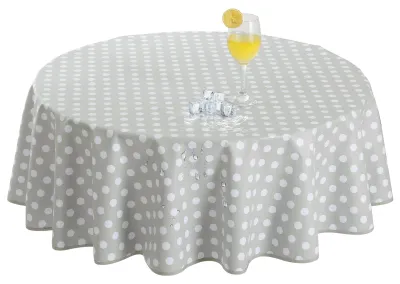 Imagen del producto de Mantel redondo de tela, color gris, diámetro 120 cm, resistente a la intemperie, ideal para jardín y balcón