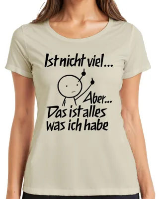 Productafbeelding van Dit is geen veel, maar dit is alles. Sarcastisch, met een middelvinger, grappig dames T-shirt, natuur, maat M